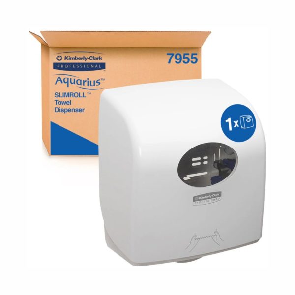 KIMBERLY-CLARK AQUARIUS Slimroll Rolled Hand Towel Dispenser - White (NEW)