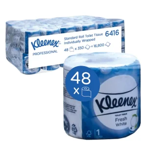 KIMBERLY-CLARK KLEENEX Toilet Tissue - Wrapped / White / 2 Ply (Pack of 48 Rolls)