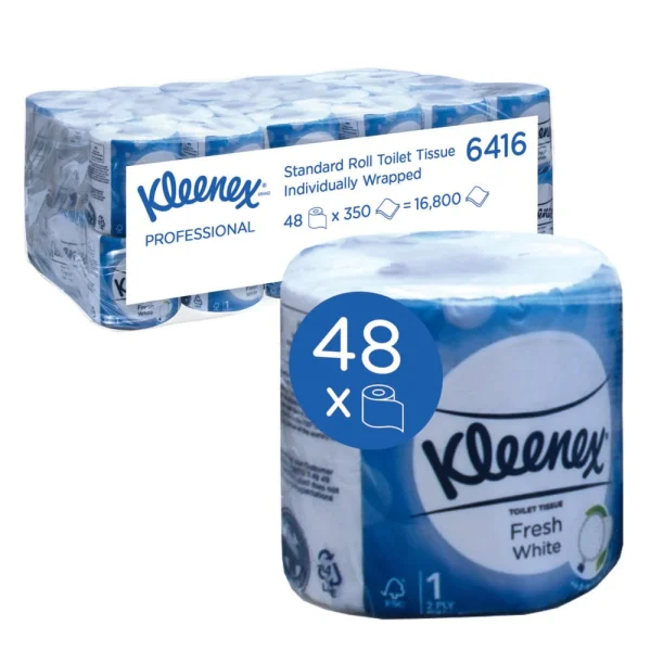 KIMBERLY-CLARK KLEENEX Toilet Tissue - Wrapped / White / 2 Ply (Pack of 48 Rolls)
