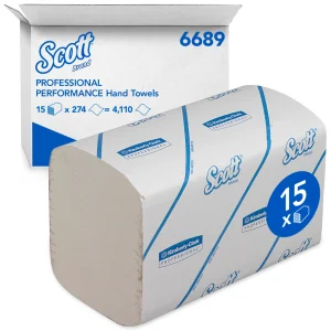 KIMBERLY-CLARK SCOTT PERFORMANCE Hand Towels - Interfolded / White / 1 Ply (15 Packs of 274)
