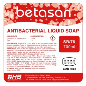 BETASAN ANTIBACTERIAL LIQUID SOAP - 700ml x 6